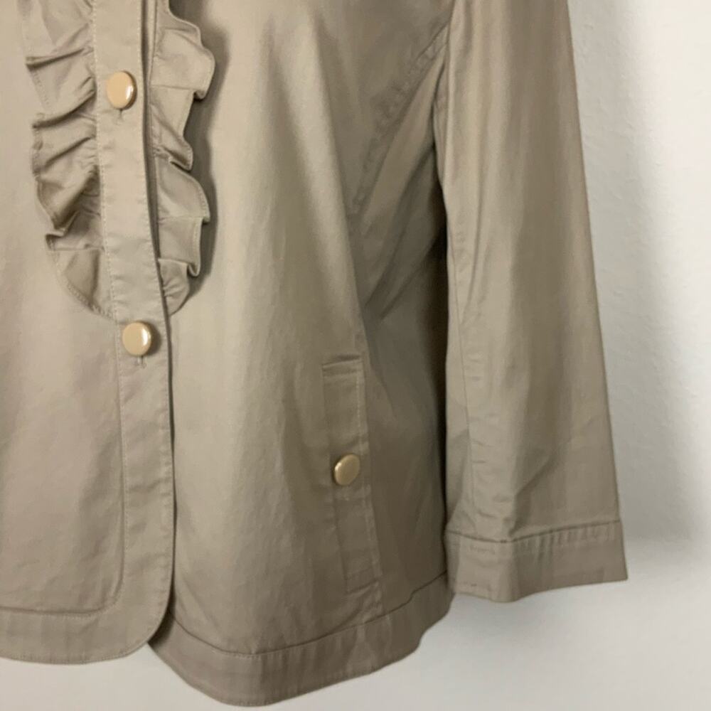 Talbots Ruffle Button Front Jacket Khaki Size 14 P - Picture 3 of 6